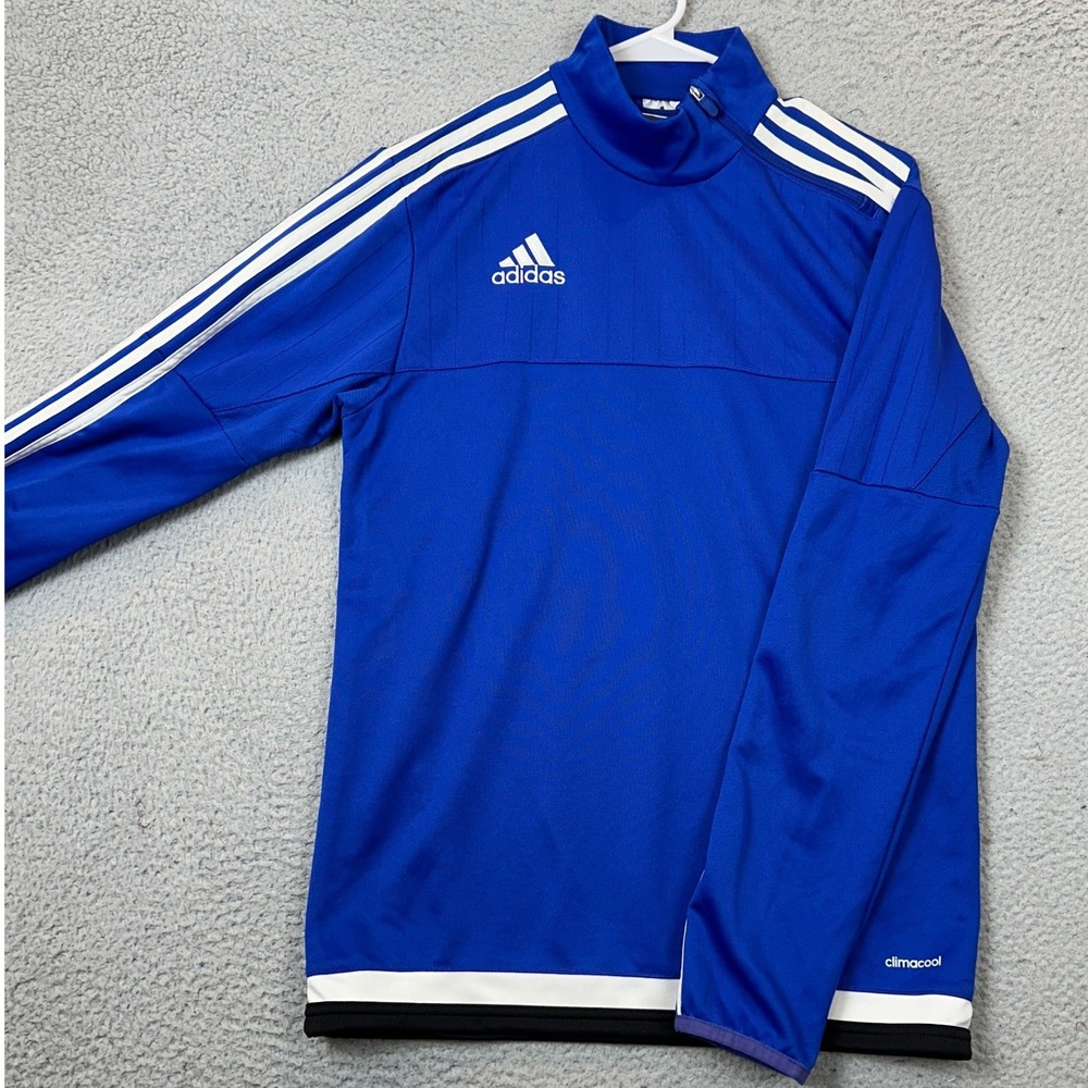 Adidas Pullover Jacket Mens Small Climacool Training Top Blue 3-Stripe Athletic